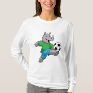 Camiseta Rhino como jogador de futebol com futebol