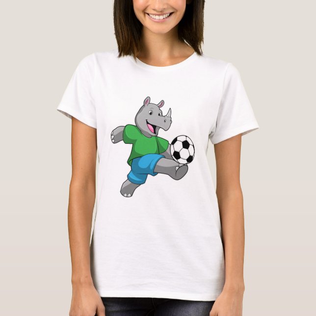 Camiseta Rhino como jogador de futebol com futebol (Frente)