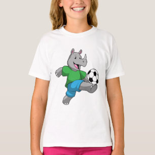 Camiseta Rhino como jogador de futebol com futebol