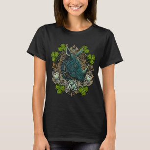 Camiseta Rhino Face Head Mandala Irish Shamrock C Rua Patro