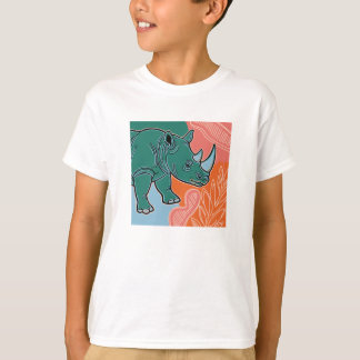 Camiseta Rhino Kids T-Shirt – Cute Rhino on a Colorful Back