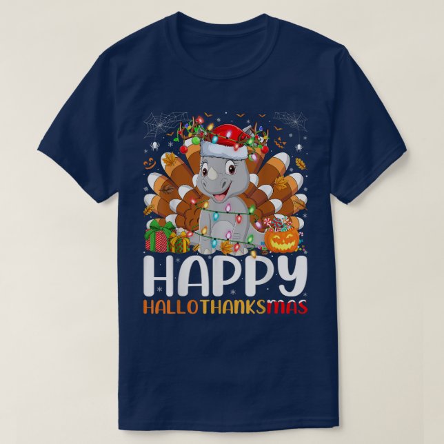 Camiseta Rhino Lover Halloween Natal Feliz Hallothanksm (Frente do Design)