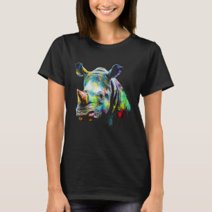 Camiseta Rhino Lover Trabalho de arte Colorful Animal Motif