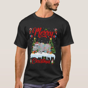 Camiseta Rhino Merry Papais noeis de iluminação das árvores