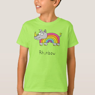Camiseta Rhino Rainbow Funny Cute Kids Rhinoceronte