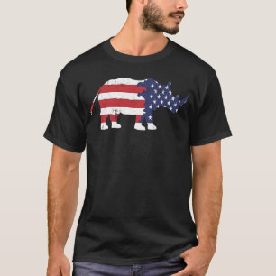 Camiseta Rhino Silhouette American Flag Stop Poaching