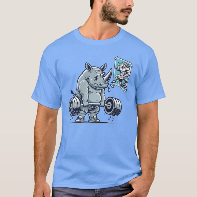Camiseta Rhino vs Unicorn - Malhação Engraçado de Workout e (Frente)