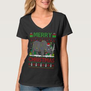 Camiseta Rhino Xmas Tree Lights Papais noeis Rino Christma