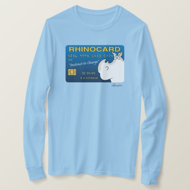 Camiseta RHINOCARD: INSTINTO A CARREGAR por Sandra Boynton (Frente do Design)