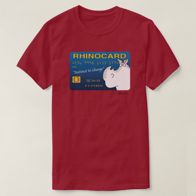 Camiseta RHINOCARD: INSTINTO A CARREGAR por Sandra Boynton (Frente do Design)