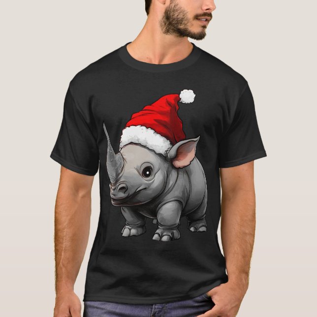 Camiseta Rhinoceros Christmas / Santa Claus Rhino T-Shirt (Frente)