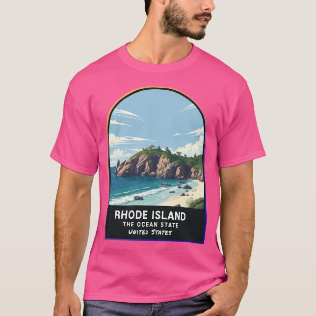 Camiseta Rhode Island (Ri) Estado Dos Estados Unidos Da Am (Frente)