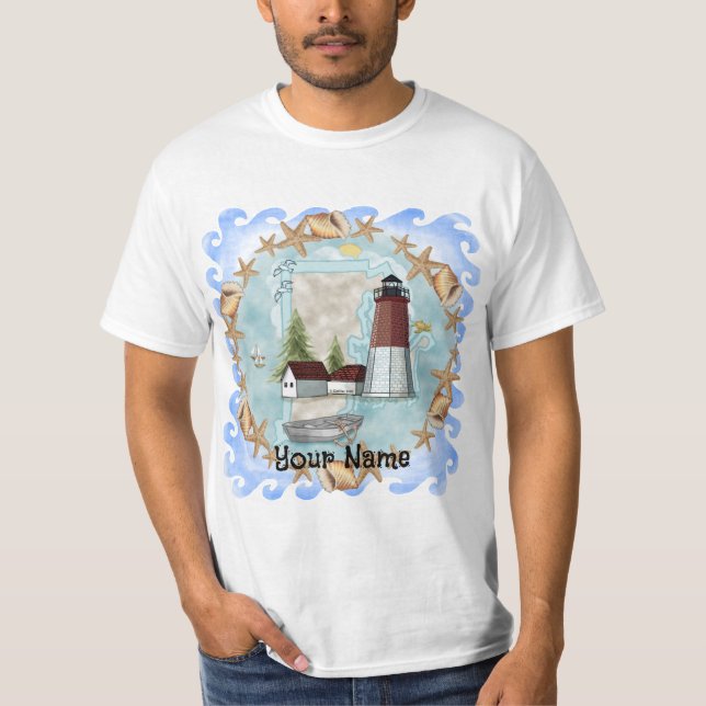 Camiseta Rhode Island Shells Lighthouse T-Shirt (Frente)