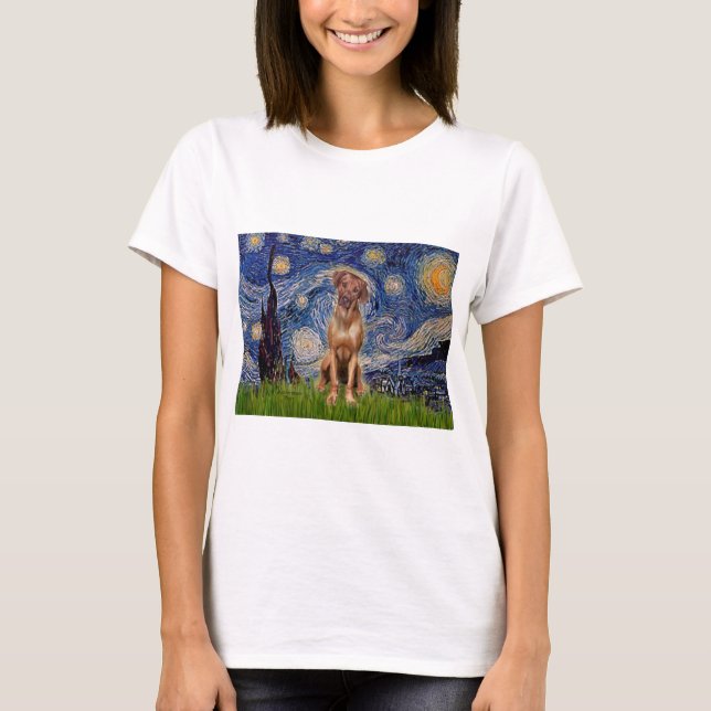 Camiseta Rhodesian Ridgeback 1 - Noite Estrelada (Frente)