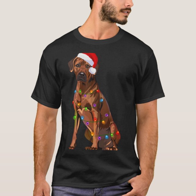 Camiseta Rhodesian Ridgeback Christmas Lights Xmas Dog Love (Frente)