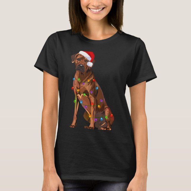 Camiseta Rhodesian Ridgeback Christmas Lights Xmas Dog Love (Frente)