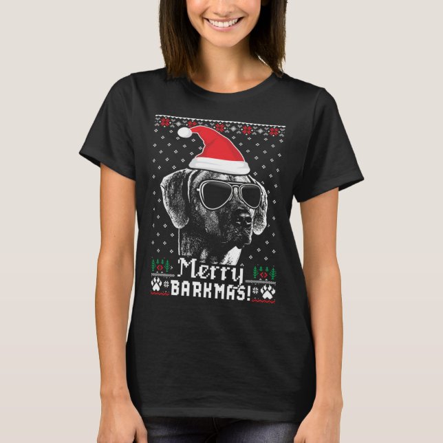 Camiseta Rhodesian Ridgeback Merry Barkmas Christmas (Frente)