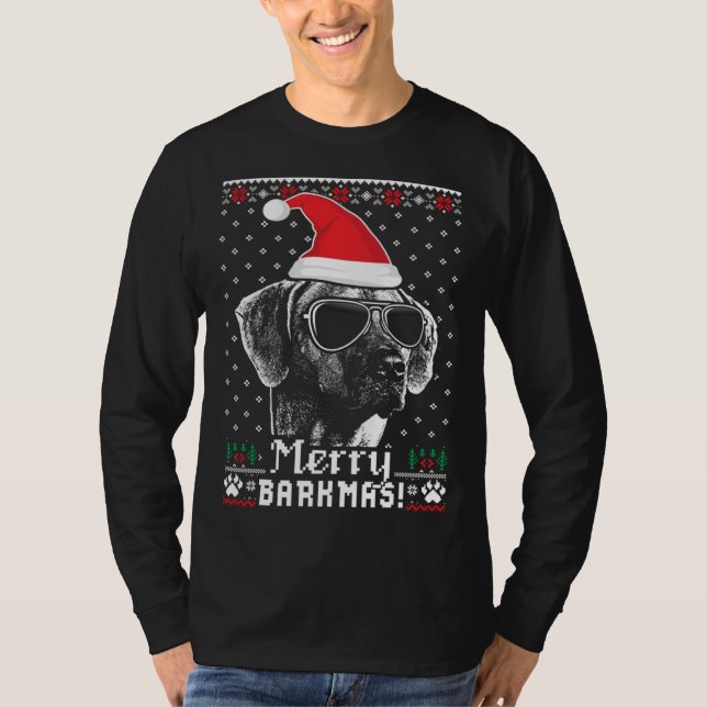 Camiseta Rhodesian Ridgeback Merry Barkmas Christmas (Frente)