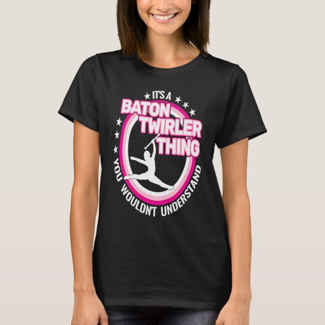 Camiseta rhythmic gymnastics  baton twirling retro for girl (Frente)
