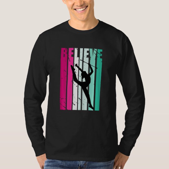 Camiseta Rhythmic Gymnastics Pink Green Motivational Believ (Frente)
