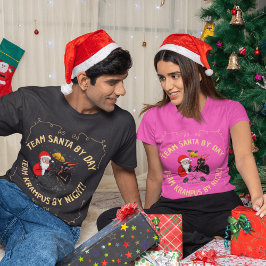 Camiseta Ria alto com Papais noeis e Natal do Krampus