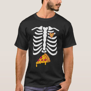 Camiseta Rib Cage Skeleton X Ray Pizza Figurino Halloween