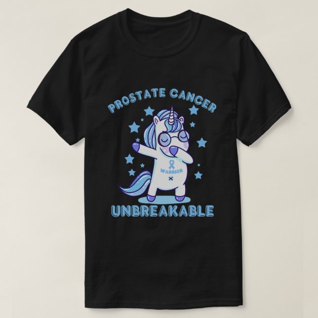 Camiseta ribbo azul do cancer da próstata unicorn (Frente do Design)