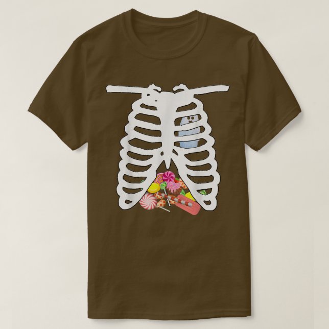 Camiseta RibCage Halloween Skeleton Costume Candy XRay Gif (Frente do Design)