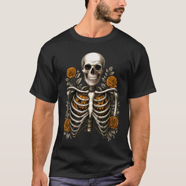 Camiseta Ribcage Pumpkins, Spooky Halloween (Frente)