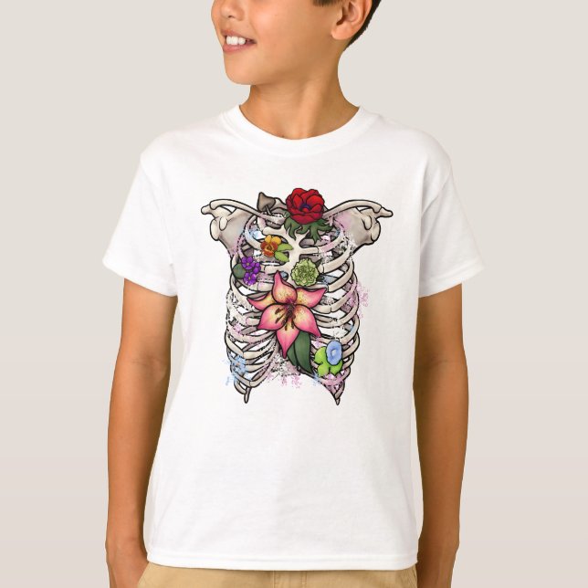 Camiseta Ribcagem Floral de Aquarela (Frente)