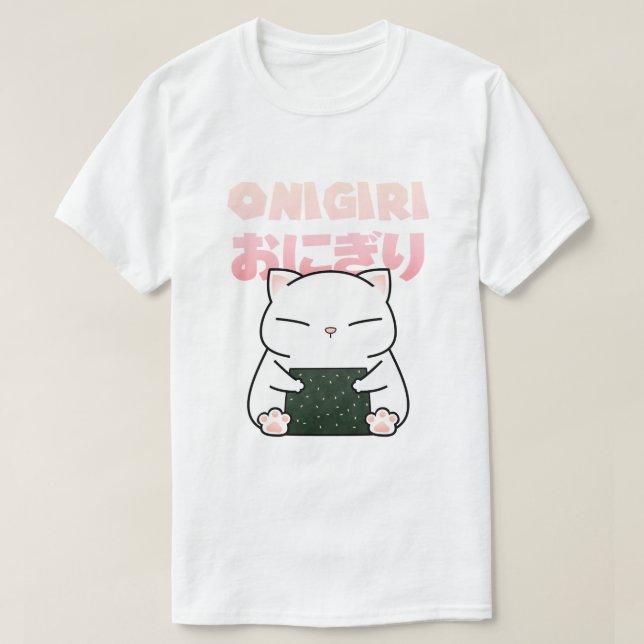 Camiseta Rice Ball Sushi Cat (Frente do Design)