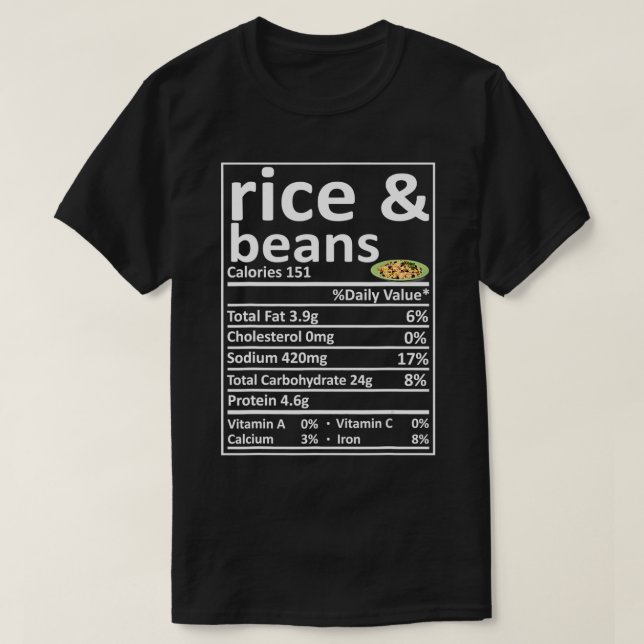 Camiseta Rice Beans Nutrição Fatos de Comida de Ação de Gra (Frente do Design)