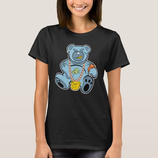Camiseta Rich Bear Hiphop Low Blue Stitch 1s Matching (Frente)