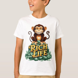 Camiseta Rich Life Monkey mascote logotipo design