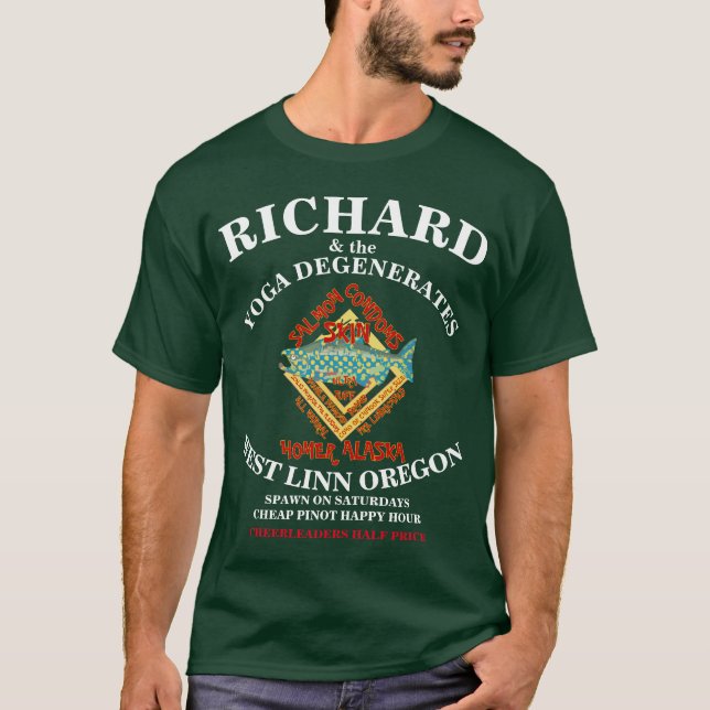 CAMISETA RICHARD E O YOGA DEGENERA A OESTE LINN OREGON OU (Frente)