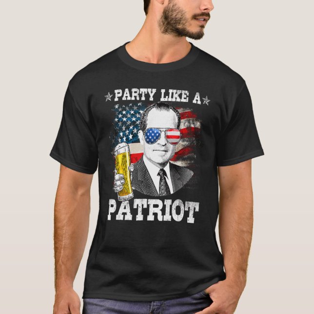 Camiseta Richard M Nixon Party Like A Patriot 4th Of July (Frente)