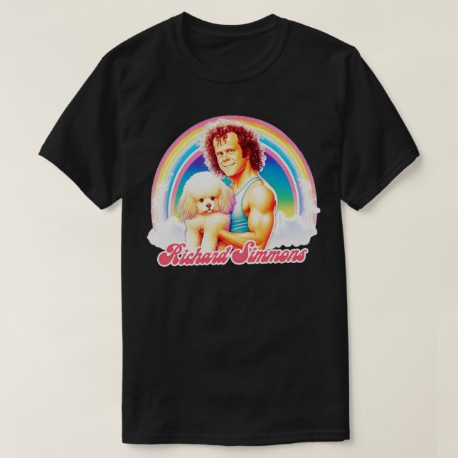 Camiseta Richard Simmons Retro Rainbow Aestético (Frente do Design)