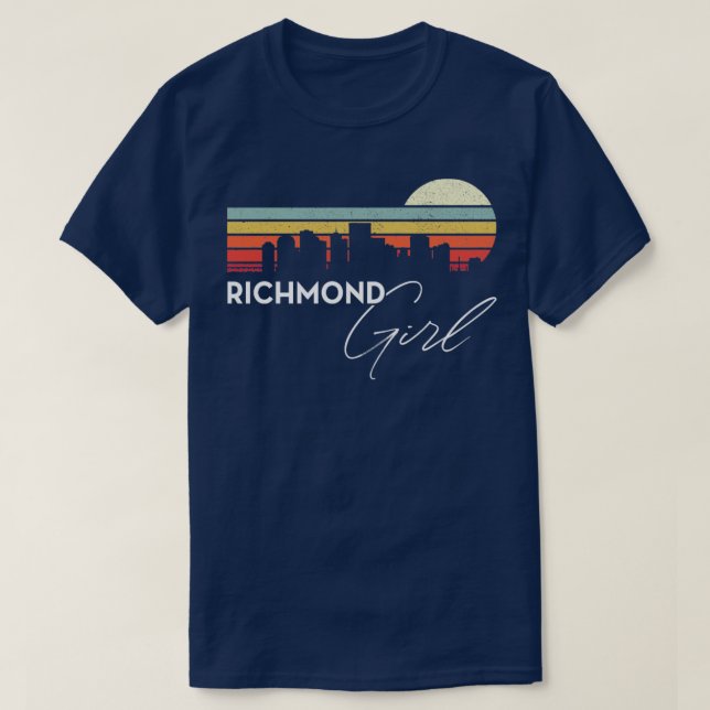 Camiseta Richmond Girl Retro Sunset City Skyline Souvenir (Frente do Design)