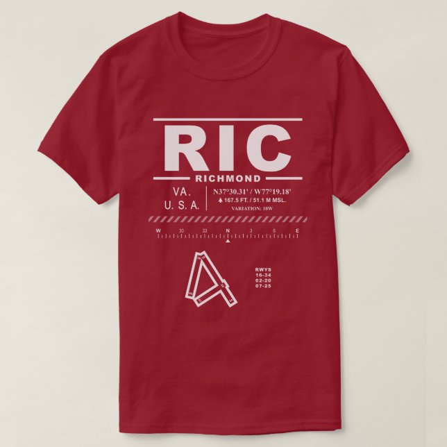 Camiseta Richmond International Airport RIC T-Shirt (Frente do Design)
