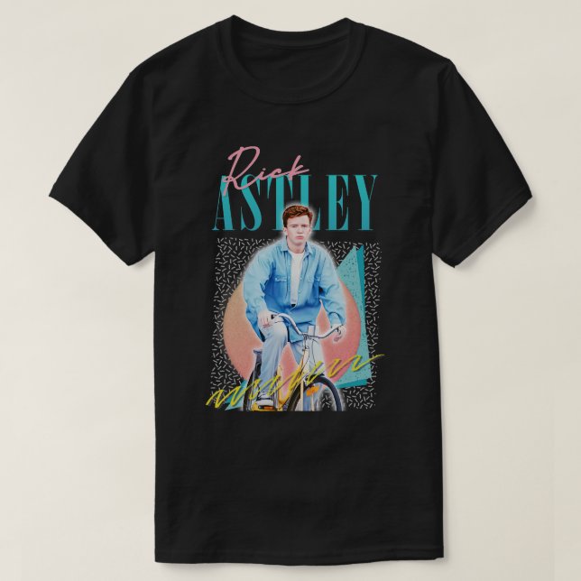 Camiseta Rick Astley 80s Vibin Cyclin Aestic Design (Frente do Design)