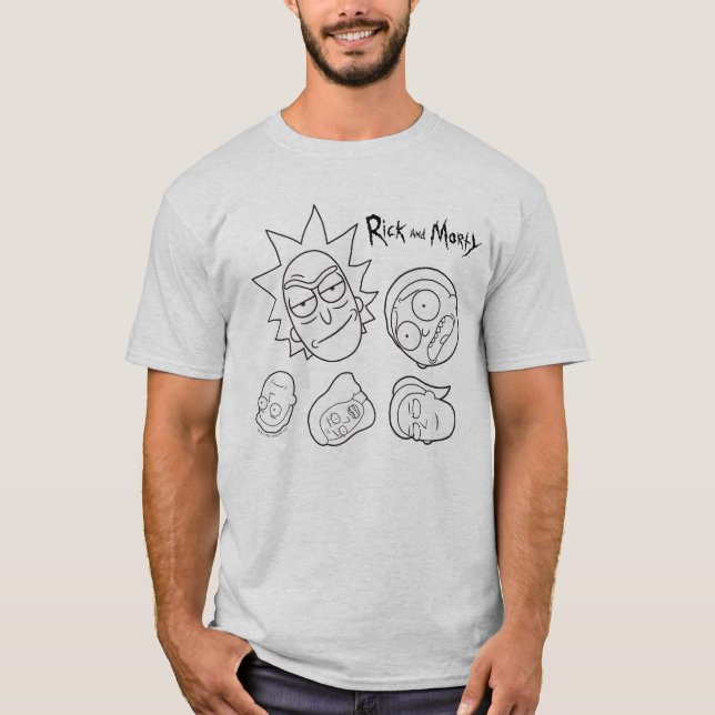 Camiseta RICK E MORTY™ | Padrão da cabeça da família Smith (Frente)