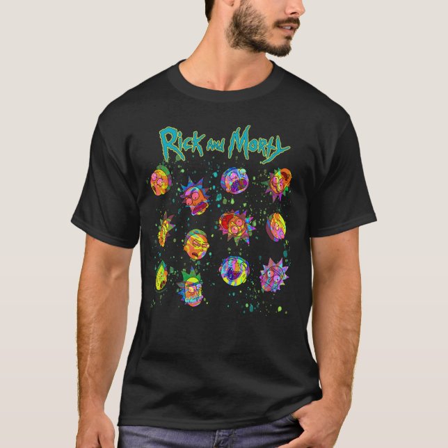Camiseta RICK E MORTY™ | Padrão de espiral psicodélico (Frente)