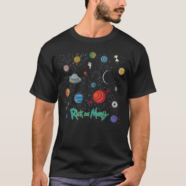 Camiseta RICK E MORTY™ | Padrão espacial (Frente)