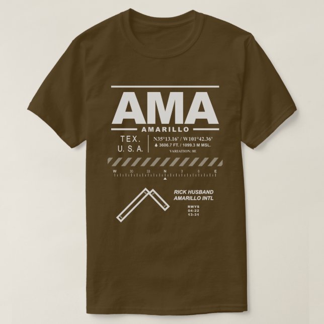Camiseta Rick Husband Amarillo International Airport AMA (Frente do Design)
