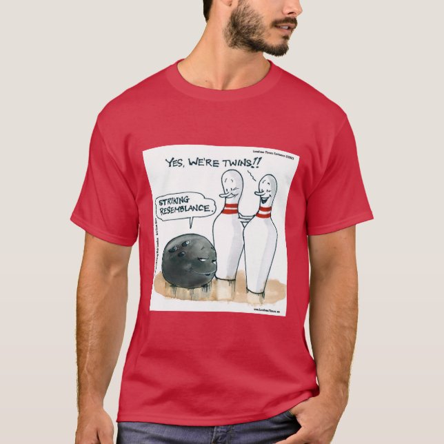 Camiseta Rick London Cartoons Engraçado Bowling Comic  (Frente)