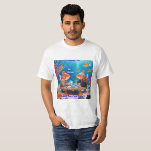 Camiseta Rick London Peixe Jogando Jogo de Cartas "Go Fish"