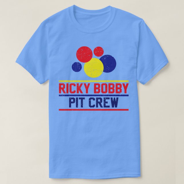Camiseta Ricky Bobby Pit Crew Textura Em Massa (Frente do Design)