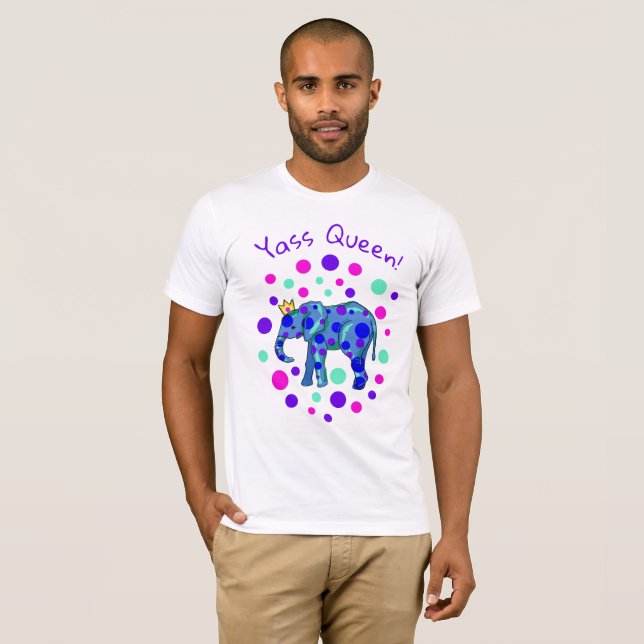 Camiseta Rico Elefante Yass Queen! T-Shirt masculina (Frente Completa)