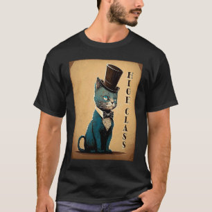 Camiseta Rico Gato de Alta Classe, Chapéu Superior, Arco Es