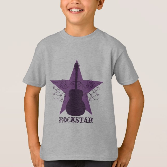Camiseta Rico Guitar Star Roda Tee Kid's Tee, Purple (Frente)